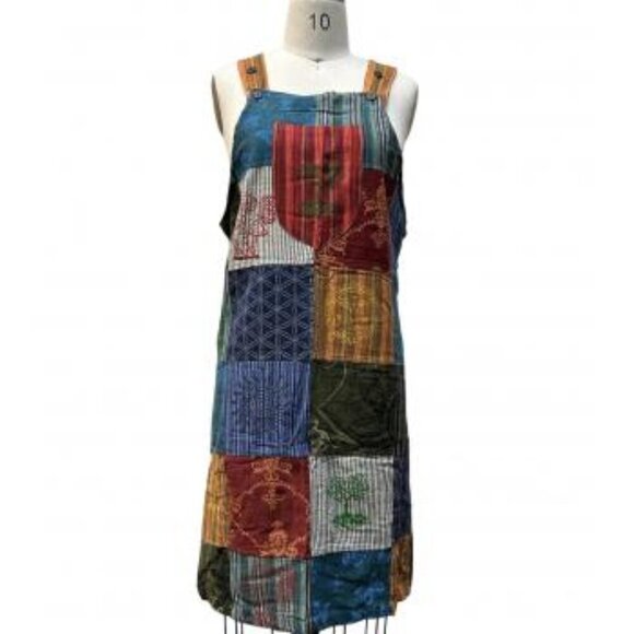 Rising International Boho Patchwork Pinafore/Jumper, 100% Cotton - NWT - Picture 2 of 8